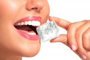 person about to chew on ice