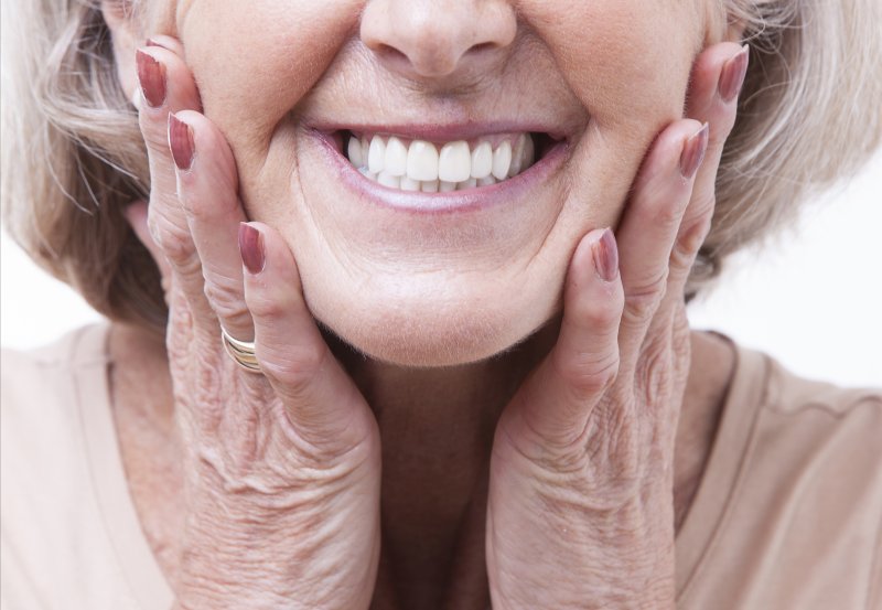 Woman wearing dentures