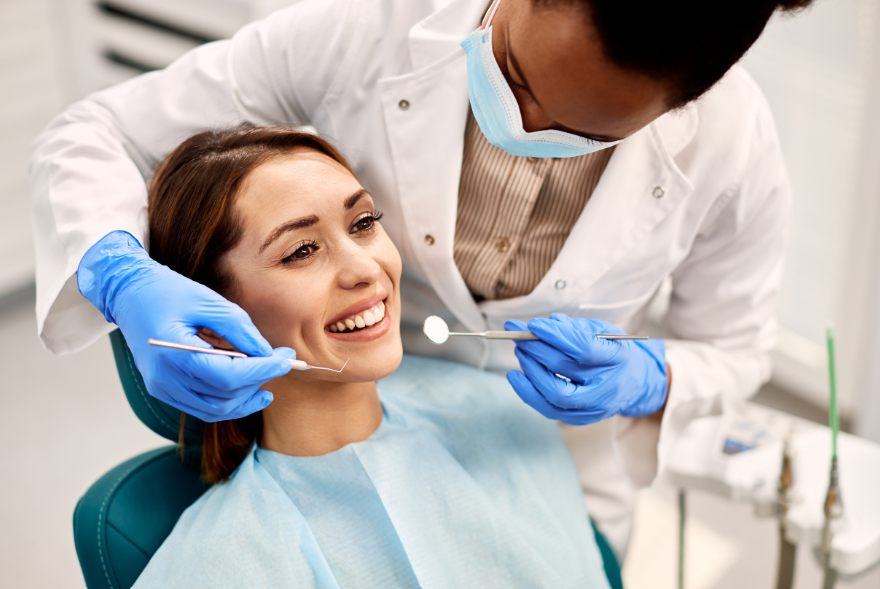 Woman at dental exam